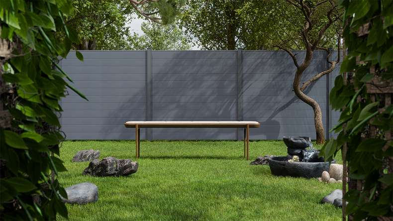 planeo Gardence Simply Small - PVC-Steckzaun Anthrazitgrau 180 x 180 cm