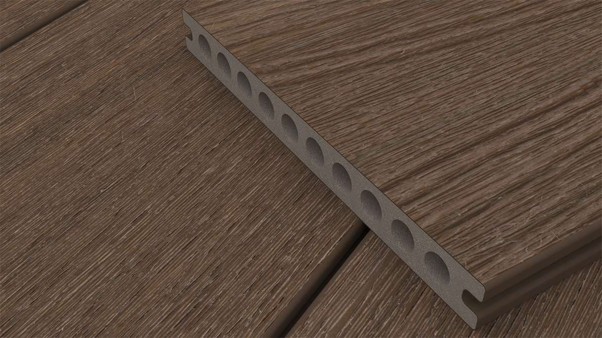planeo MAXLine Nature - WPC CoEx lame de terrasse XL gainée chambre creuse - Ipe brun 3m structuré/lisse brossé