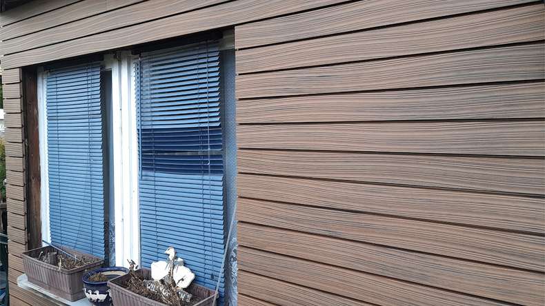 planeo Fassado - WPC Rhombusleiste MASSIV Fassadenverkleidung Braun 4m | 5m | 6m