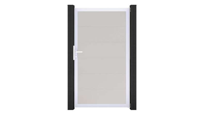 planeo Gardence Simply - Cancello universale in PVC bianco con telaio in alluminio 100 x 180 cm