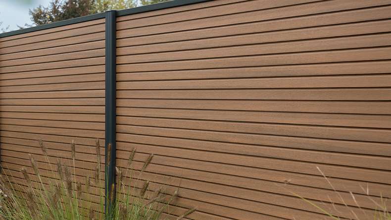 planeo LINEA - WPC CoEx Rhombus Steckzaun Burma Teak 176 x 183 cm