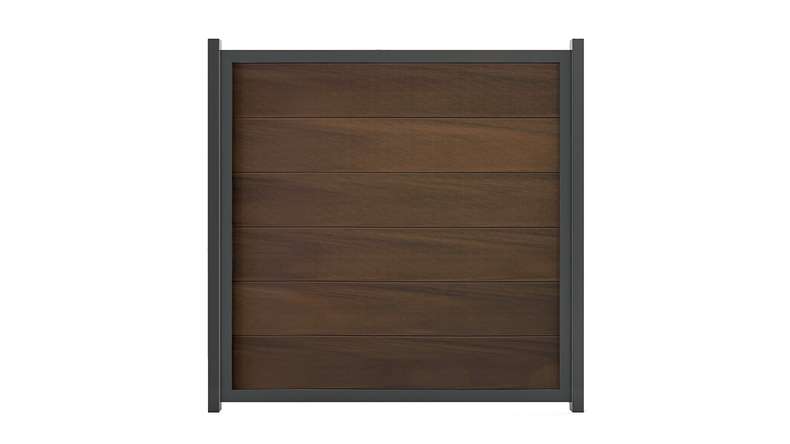 planeo Gardence Guard - Recinzione in BPC quadrata Noce coex con telaio in alluminio in antracite