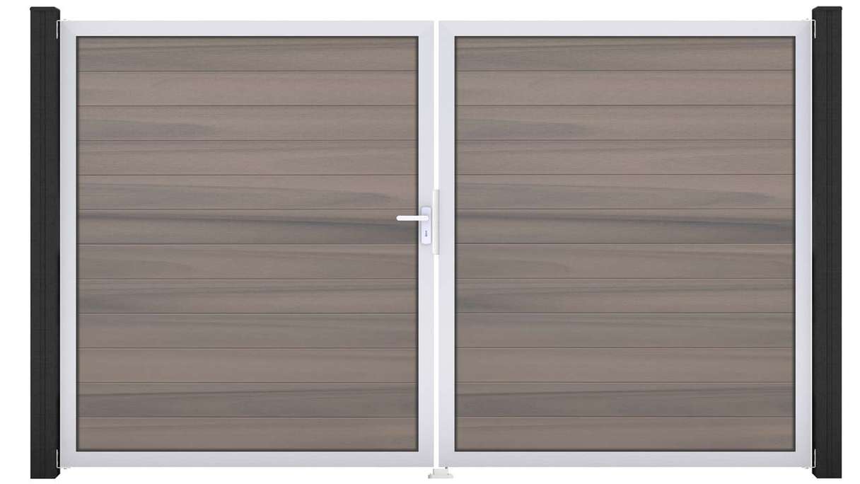 planeo Gardence Strong - Cancello BPC - a 2 ante, bicolore co-ex con telaio in alluminio