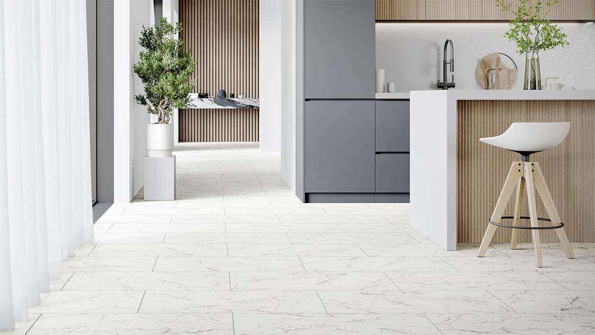 planeo Vinyle à clic rigide - Stone Carrara Marble Matt | Isolation phonique intégrée (100P2921MT)