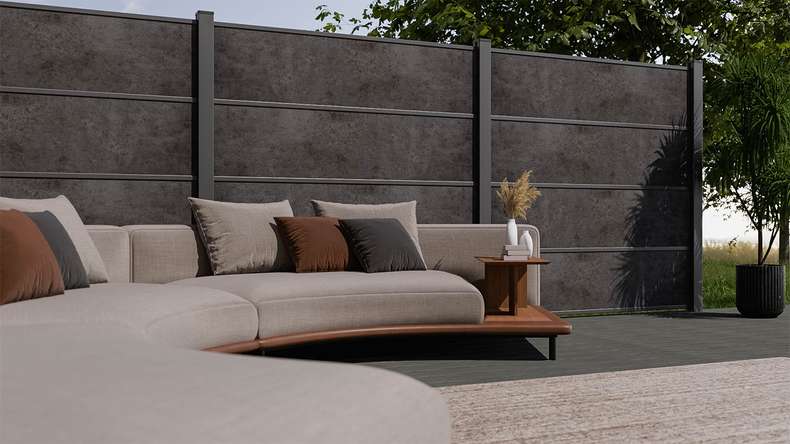 planeo Gardence Resistant - HPL-Steckzaun Anthrazitgrau 180 x 183 cm