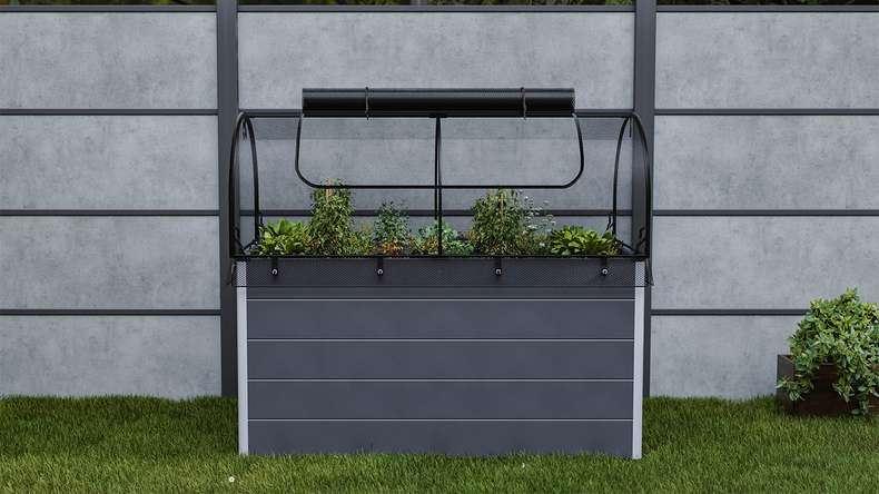 planeo Hochbeetaufsatz Netz - Schwarz 149.9 x 69.4 x 62 cm