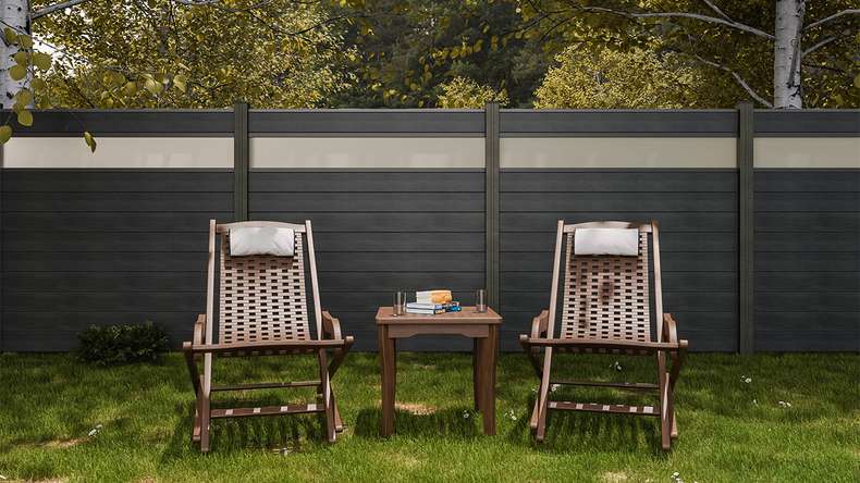 planeo Gardence Strong - Clôture à emboîter BPC verre satiné gris pierre co-ex 180 x 180 cm