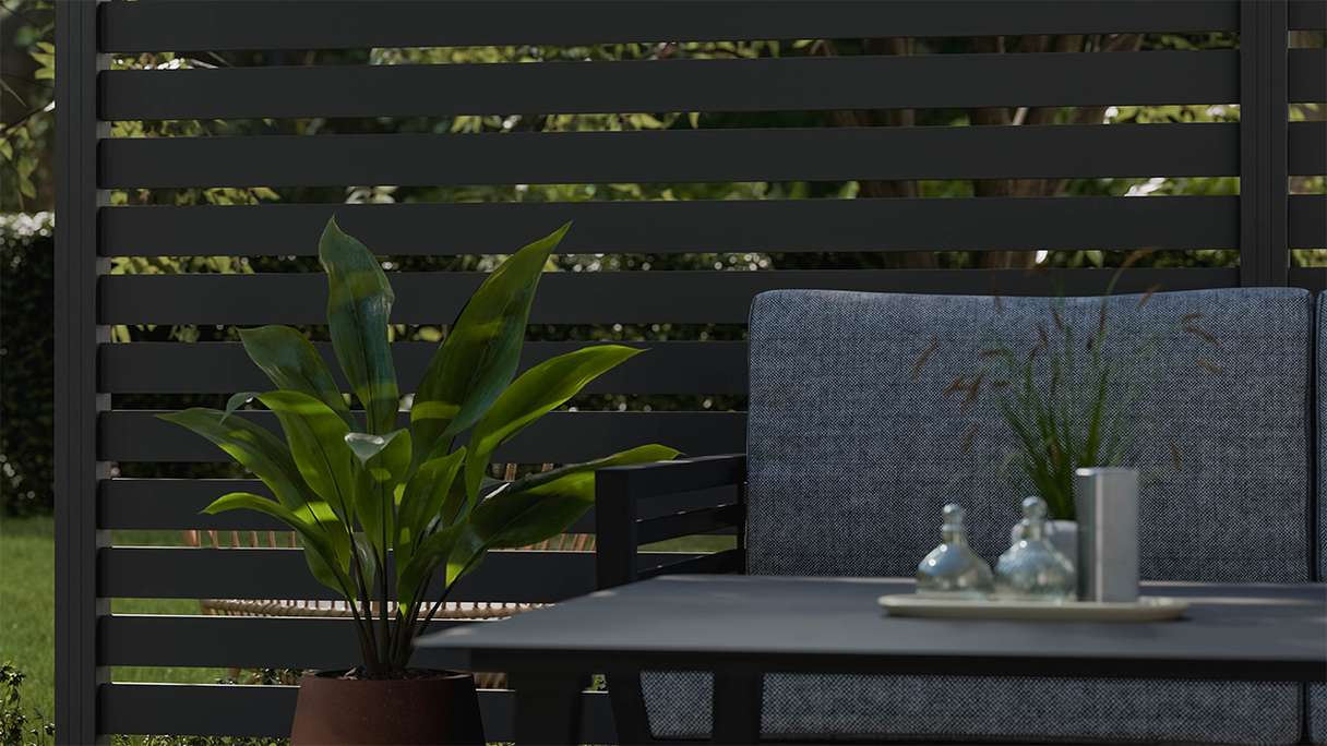 planeo Gardence Metallic Edge - Recinzione da giardino in alluminio quadrata antracite | DB703