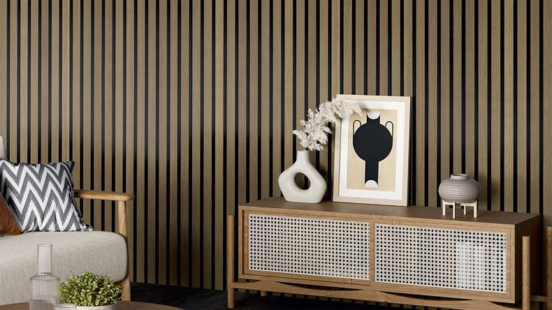 Pannelli acustici Skaben SilentWall Comfort Light - Rovere rustico - 250 x 30 cm