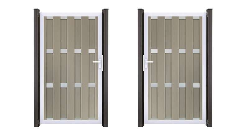 planeo Gardence Premade - BPC-Tor Bi-Color Sand 100 x 180 x 4 cm - Silber-Alurahmen