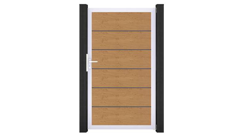planeo Gardence Simply Premium - PVC-Universaltor Asteiche Natur mit Alu-Rahmen 100 x 180 cm