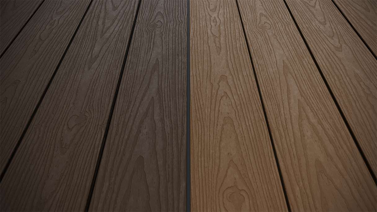 planeo CoEXWood WPC tavola con rivestimento solido - Marrone chiaro/Marrone scuro 4.2m strutturato