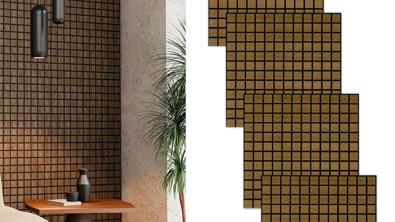 Pannelli acustici Skaben SilentWall Cube - Rovere rustico - 61 x 61 cm