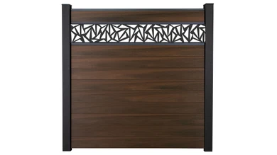 planeo Gardence Strong - Clôture à emboîter BPC Triangle noyer co-ex 180 x 180 cm