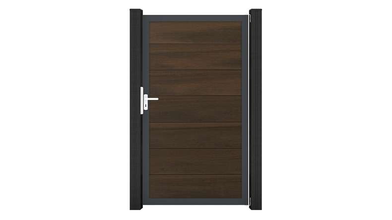 planeo Gardence Strong XL - Porte universelle composite noyer avec cadre aluminium Anthracite