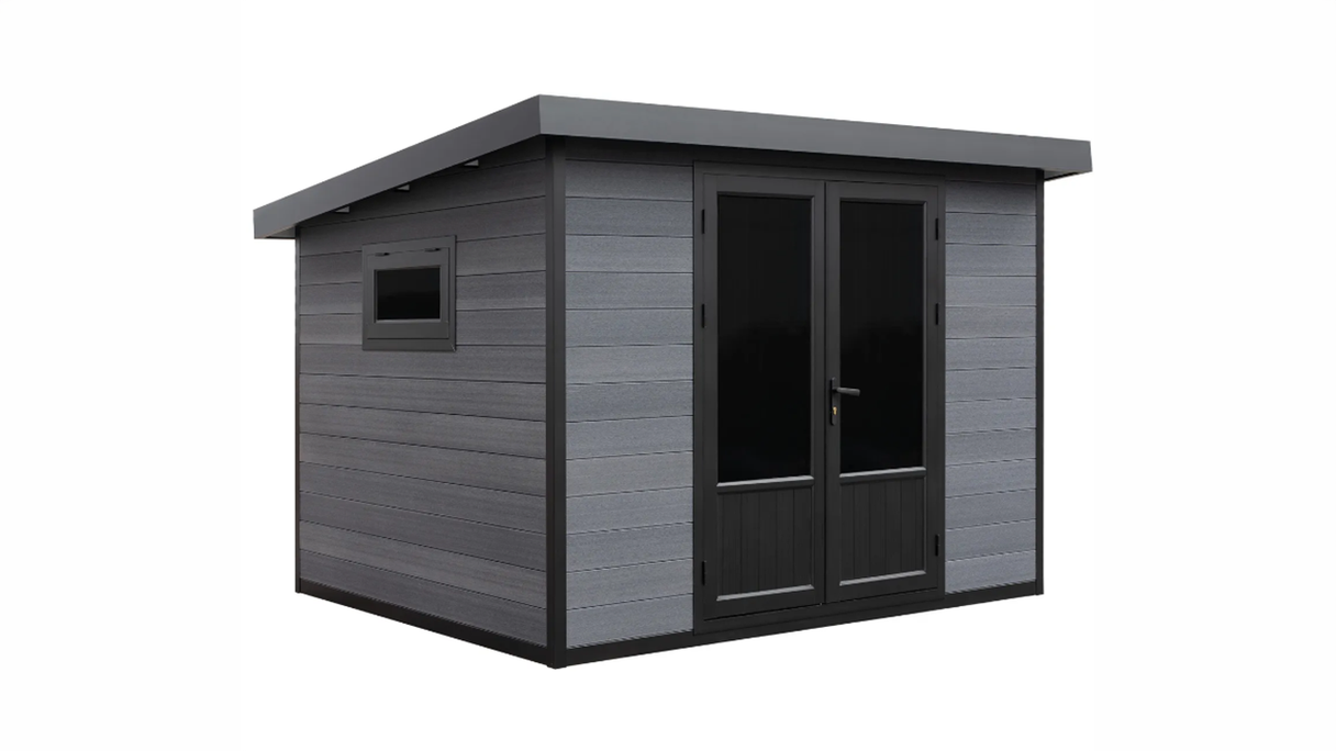 planeo WPC CoEx Pultdach Gartenhaus M - Anthrazit 280 x 280 cm