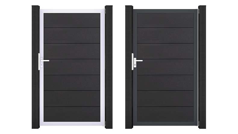 planeo Gardence Strong XL - Cancello universale BPC grigio antracite con telaio in alluminio 100 x 180 x 4 cm