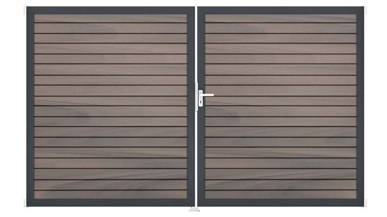 planeo Gardence Trendy - Cancello BPC a rombi - a 2 ante, bicolore co-ex con telaio in alluminio