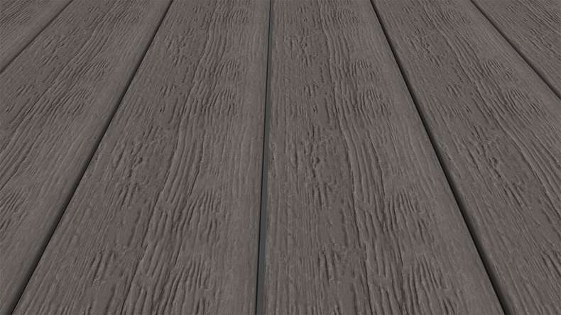 planeo ANTIKWoodline - Lame de terrasse en WPC CoEx, profilé composite léger - Gris foncé 3 m - aspect rustique/brossé lisse