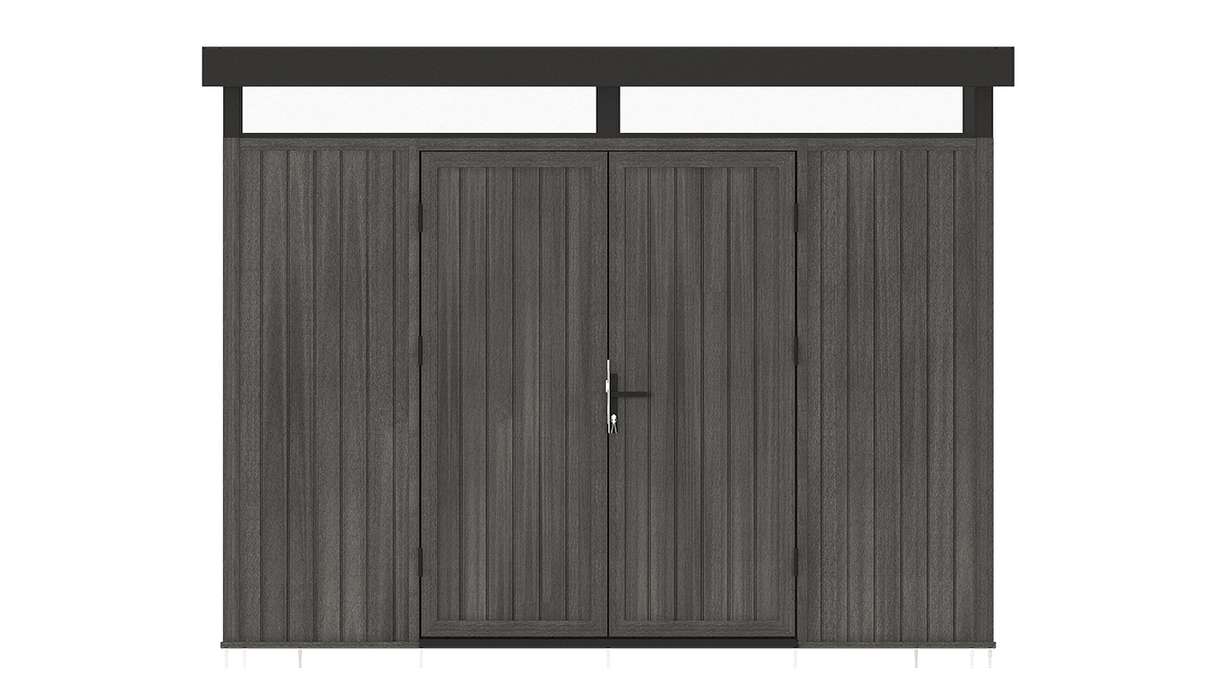 planeo WPC CoEx Flachdach Gartenhaus L - Dunkelgrau 300 x 292 x 226.5 cm