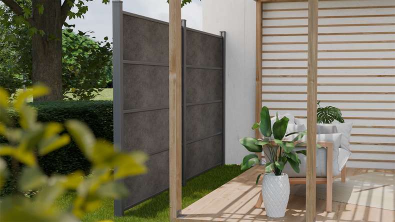planeo Gardence Resistant - HPL-Steckzaun Anthrazitgrau 180 x 183 cm