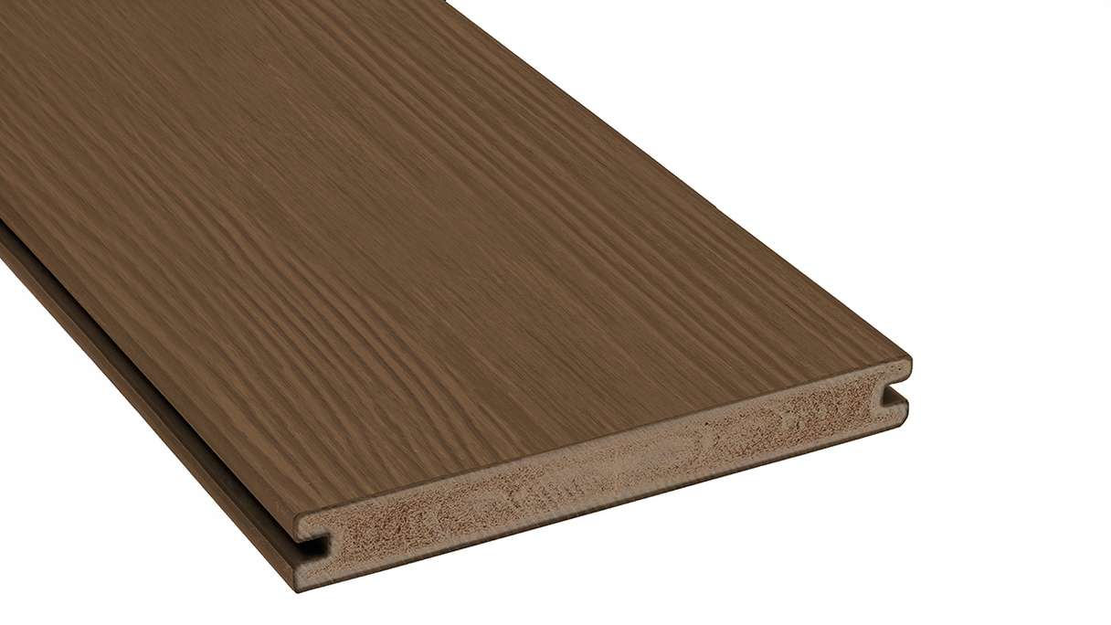 planeo Authentic Wood - Lame de terrasse BPC massive - Brun chocolat texturé