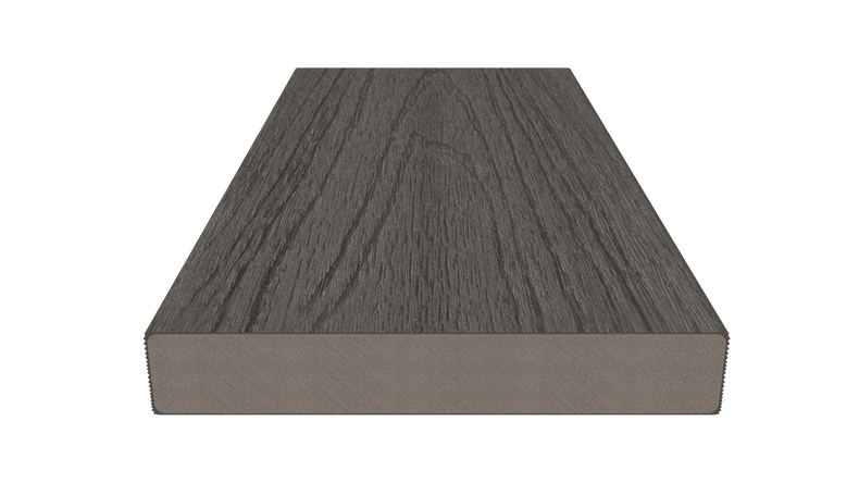 planeo UNIDeck - Listello per terrazza rivestito in WPC CoEx, grigio scuro, 3 m - strutturato/liscio spazzolato