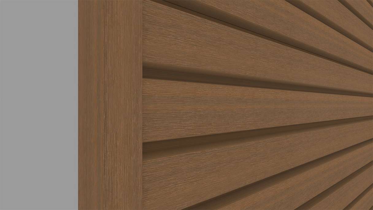 planeo LINEA Wide - Bardage de façade en WPC CoEx « Burma Teak » 2900 x 181 mm