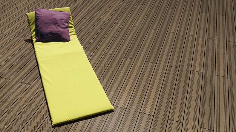Lame de terrasse Planeo SolidWood en WPC - Brun terre 4,80 m, style français / structure 3D