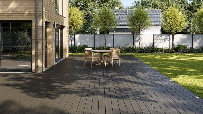 planeo AntikWood Kit complet terrasse WPC lame massive - gris anthracite vieilli