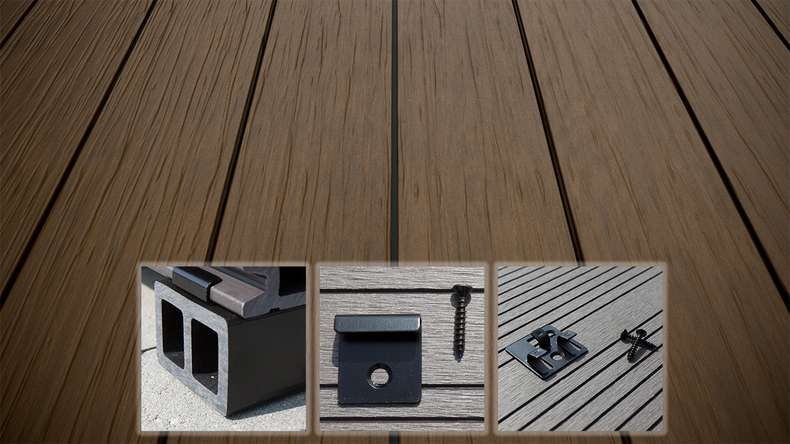 planeo AntikWood terrasse en WPC kit complet planche massive - brun vieilli