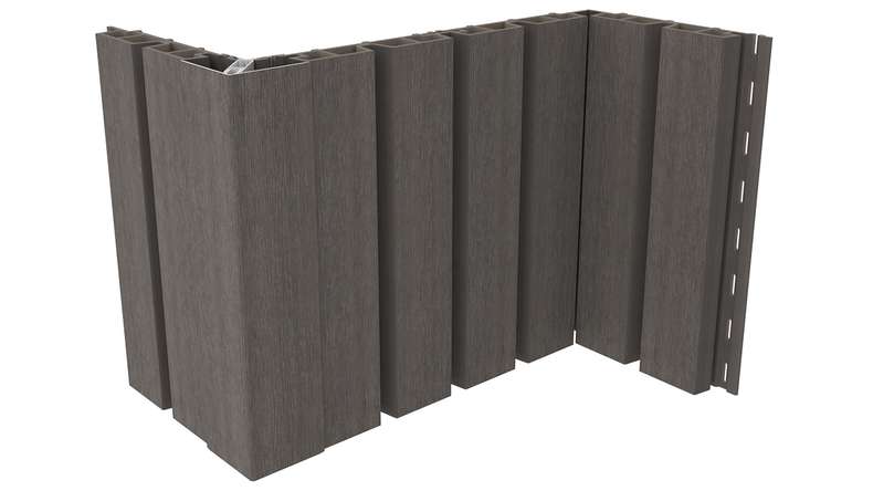 planeo LINEA Wide - Bardage de façade en WPC CoEx, gris foncé, 2900 x 181 mm