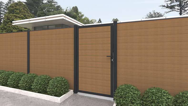 planeo INFINITY - WPC CoEx Steckzaun Burma Teak 176 x 183 cm