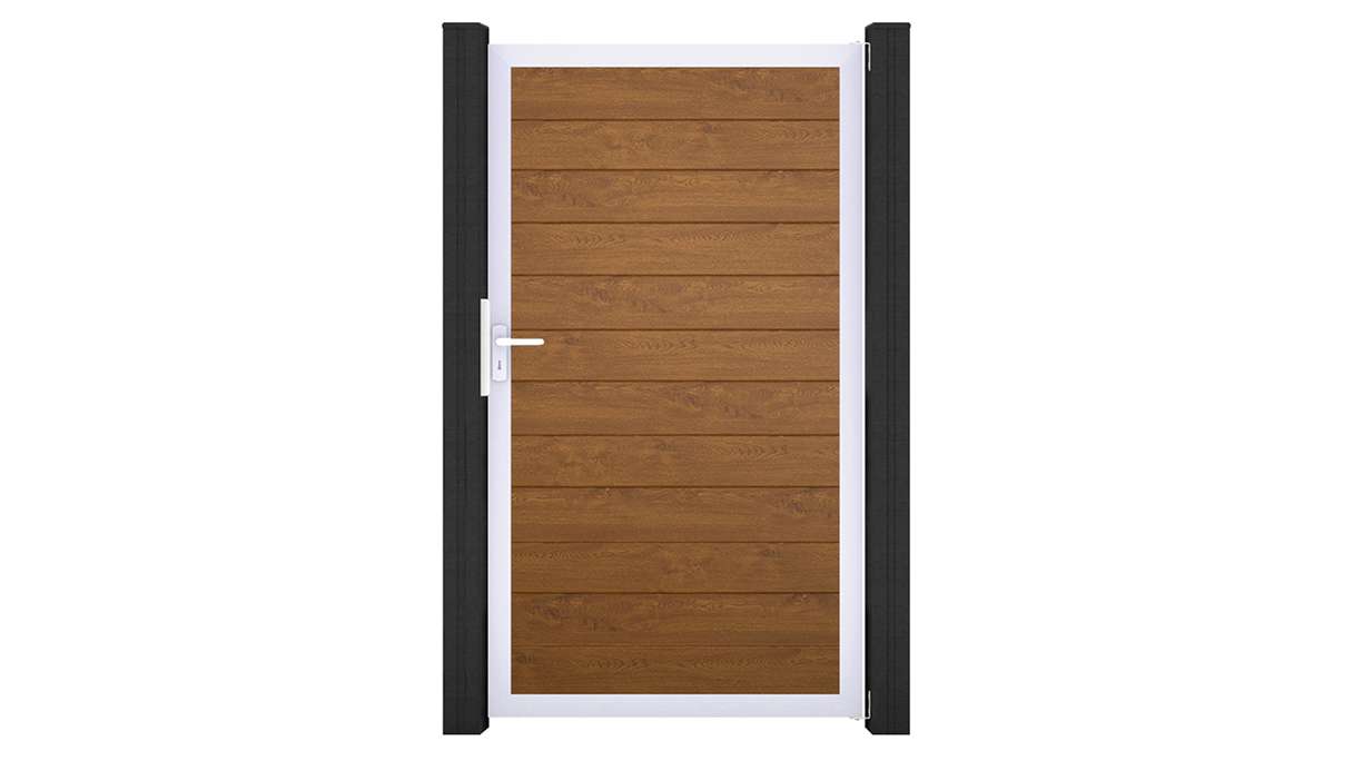planeo Gardence Simply Small - PVC-Universaltor Golden Oak mit Alu-Rahmen 100 x 180 cm