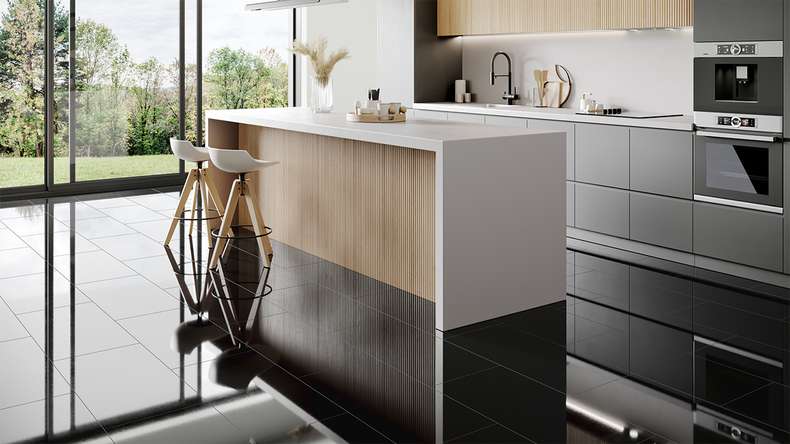 Stratifié planeo - Stone 2.0 noir haute brillance (FE00611)