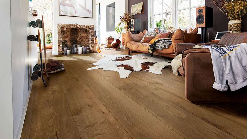 Sol en bois MEISTER Lindura HD 400 - 08903 Chêne authentique gris olive structure vintage, huilé naturel 2200 x 270 x 11 mm (500213-2200270-08903)