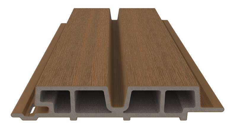 planeo LINEA Wide - Bardage de façade en WPC CoEx « Burma Teak » 2900 x 181 mm