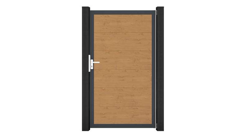 planeo Gardence Simply - PVC-Universaltor Asteiche Natur mit Alu-Rahmen in Anthrazit | DB703 100 x 180 cm