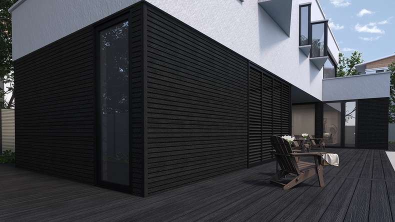 planeo LINEA Slim - Bardage de façade en WPC CoEx noir 2900 x 215 mm