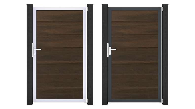 planeo Gardence Strong XL - BPC-Universaltor Walnuss co-ex mit Alurahmen 100 x 180 x 4 cm