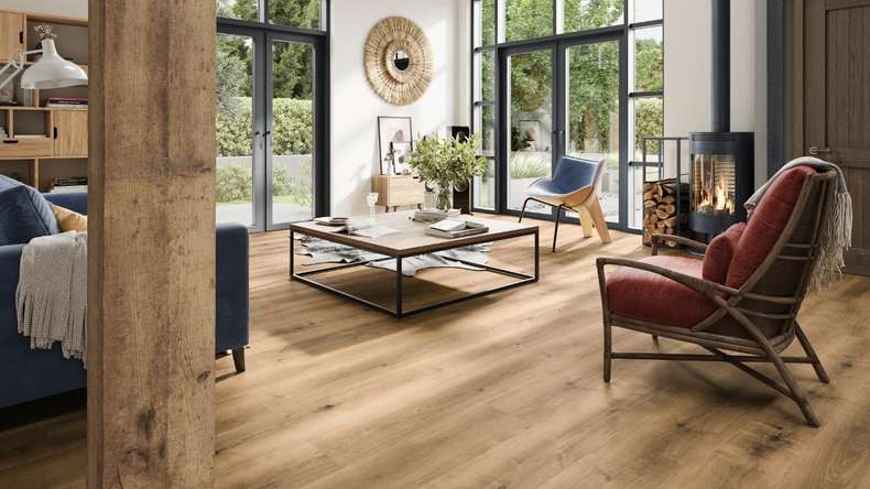 planeo Rigido Vinile ad incastro - SolutionX 2in1 Oak Natural Brown | Isolamento acustico integrato (ECF-0086)