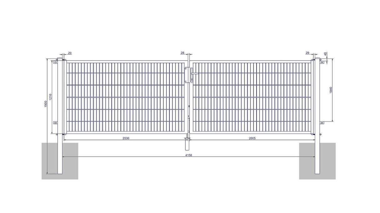 planeo Universaltor medium 2-flg. Anthrazit H 1200 x B 4158 mm inkl. Torpfosten