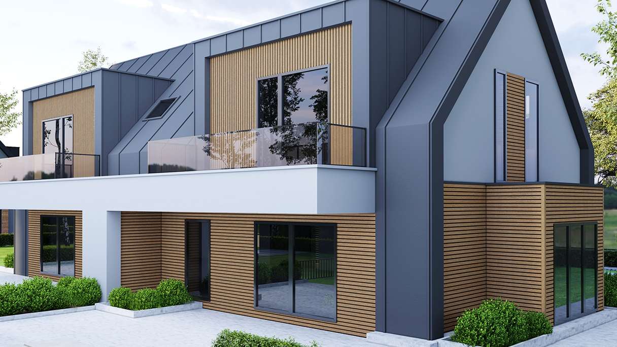 planeo LINEA Wide - Bardage de façade en WPC CoEx « Burma Teak » 2900 x 181 mm