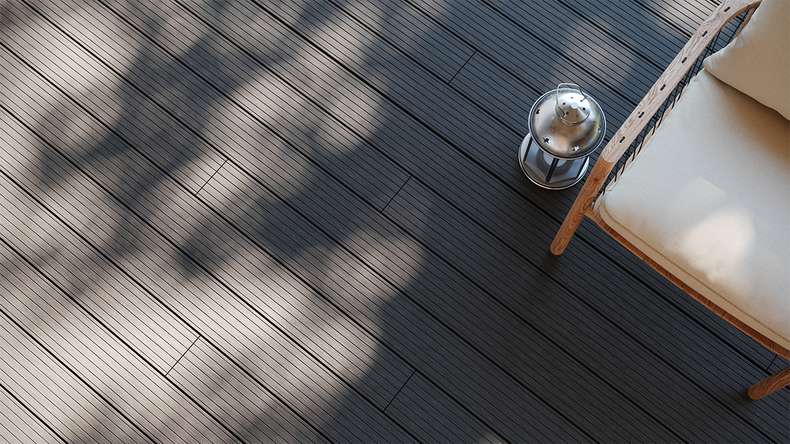 planeo LightWood WPC Terrassendiele Hohlkammer - Dunkelgrau 3m gerillt/genutet