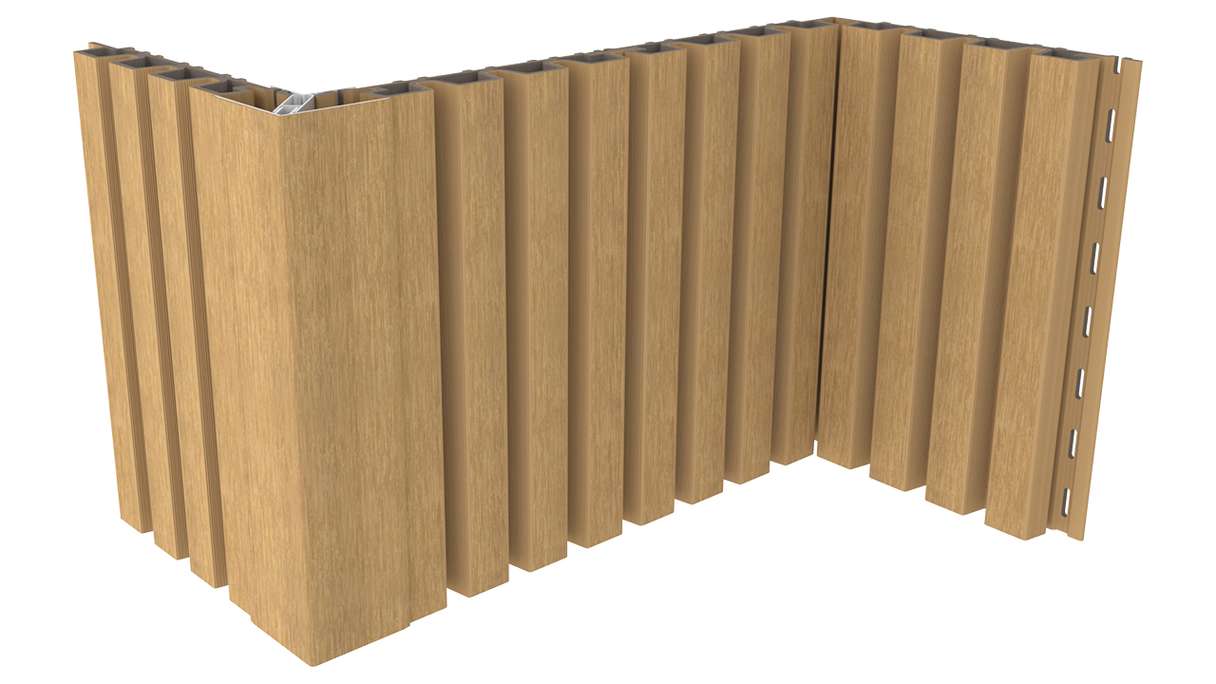 planeo LINEA Slim - Bardage de façade en WPC CoEx, couleur sable, 2900 x 215 mm