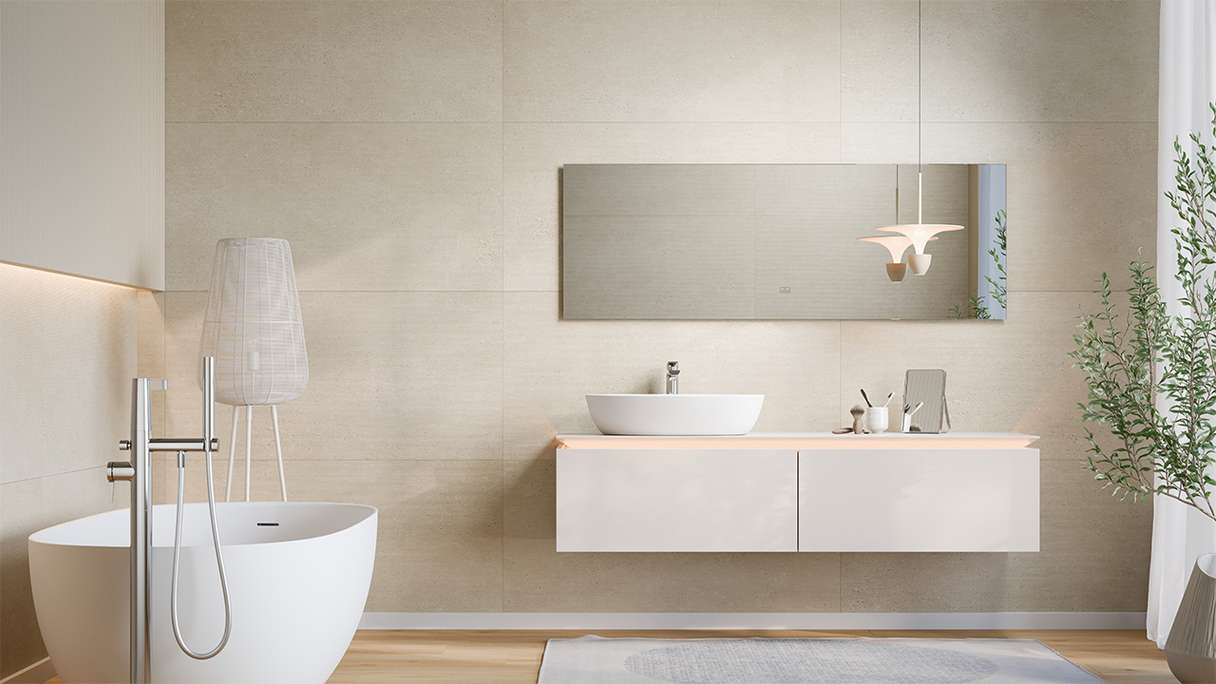 rivestimento planeo SPC - CeraRock Tile Stripes Concrete Tan 120 x 60 cm