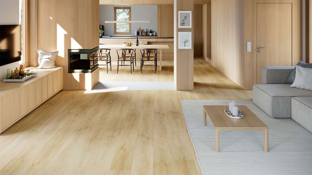 planeo Vinile rigido Klick - SolutionX 2in1 BigSize Rovere Château 1,83 m di lunghezza tavola XL | isolamento acustico integrato (ECF-BS-83)