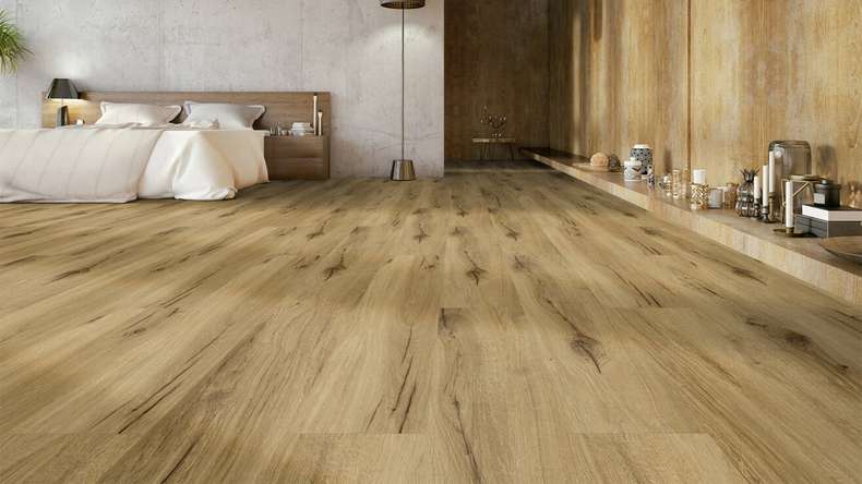 Vinyle à clic Gerflor - Senso Premium Rigid Acoustic Bambi fauve | Isolation phonique intégrée (40441629)