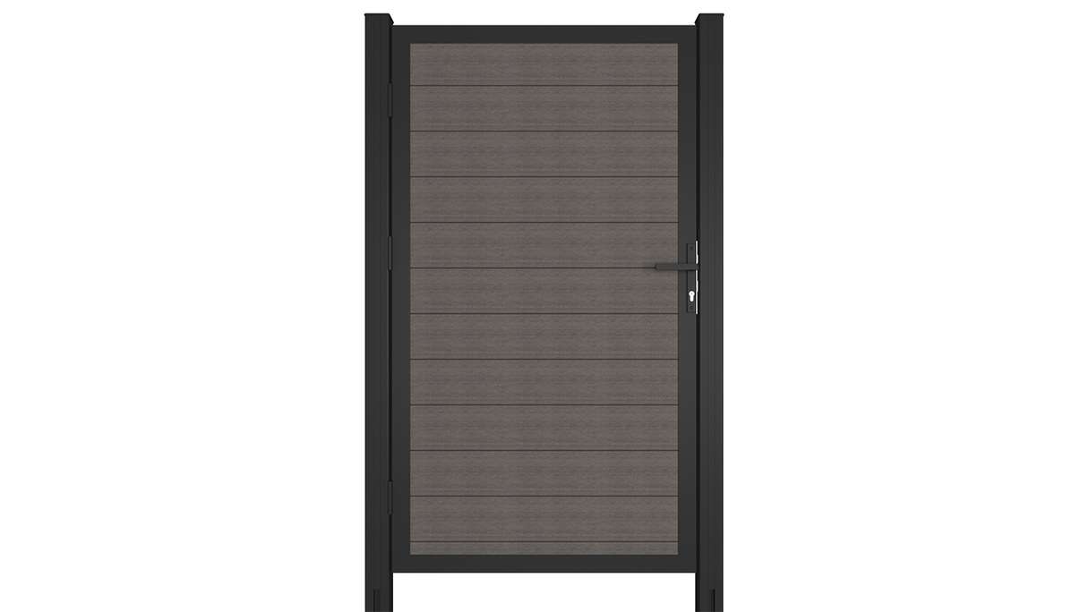 planeo INFINITY - WPC CoEx Universaltor Dunkelgrau mit Anthrazit Alurahmen 100 x 180 cm