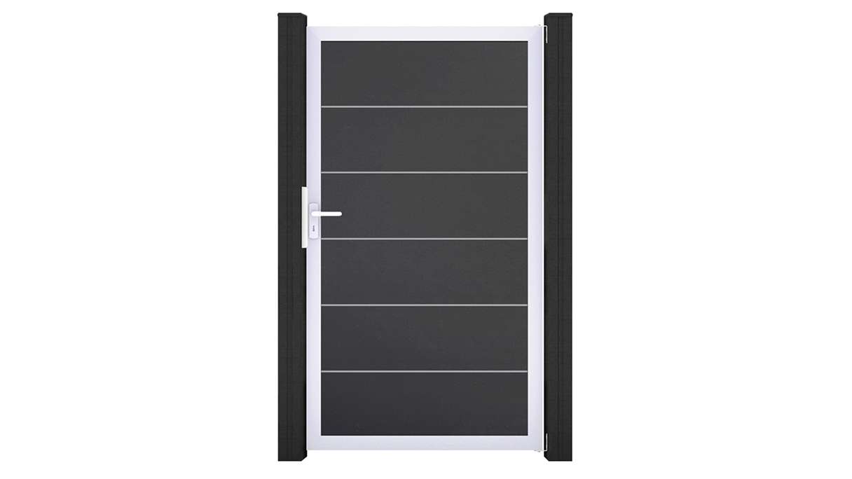 planeo Gardence Simply Premium - Cancello universale in PVC grigio antracite con telaio in alluminio 100 x 180 cm 